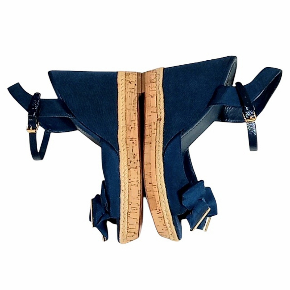 Tory Burch Penny Cork Wedge Sandals in Newport Navy Sz 10 - Picture 10 of 14